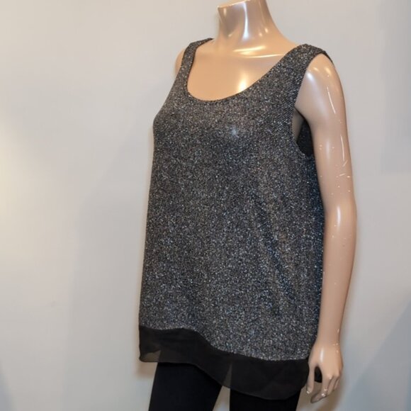 NORTHERN REFLECTIONS Metallic Knit Sleeveless Top Grey Black Size XL - Picture 5 of 11